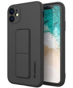 Nugarėlės dėklai Wozinsky - iPhone 12 silicone case with stand Kickstand Case Black