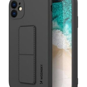 Back panel cover Wozinsky - iPhone 12 silicone case with stand Kickstand Case Black