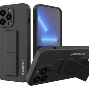Back panel cover Wozinsky Apple iPhone 13 Pro silicone case with stand Kickstand Case Black