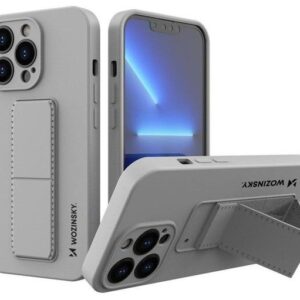 Back panel cover Wozinsky Apple iPhone 13 Kickstand Case silicone case with stand Grey
