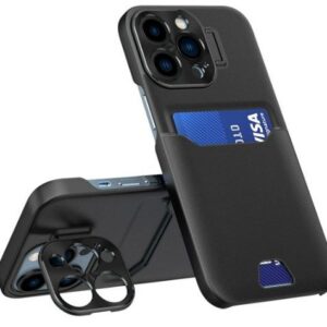 Back panel cover iLike Apple iPhone 14 Pro Max Leather Stand Case wallet with stand Black