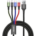 Kabelis Baseus  cable USB 4in1 Lightning / 2x USB Type C / micro USB cable in nylon braid 3.5A 1.2m black (CA1T4-B01) Black