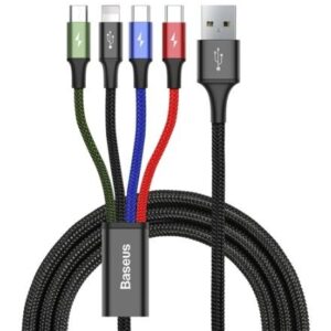 Kaabel Baseus  cable USB 4in1 Lightning / 2x USB Type C / micro USB cable in nylon braid 3.5A 1.2m black (CA1T4-B01) Black