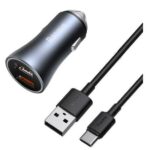Auto lādētāji Baseus  Contactor Pro fast car charger 2x USB 40 W Quick Charge SCP FCP AFC + USB cable - USB Type C Grey