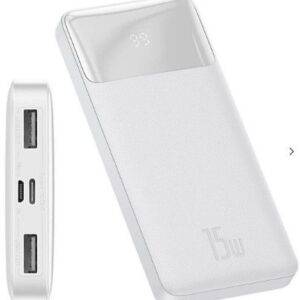 Väline aku Baseus  Bipow power bank 10000mAh 2x USB / USB Type C / micro USB 15W White