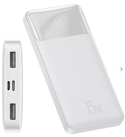 Väline aku Baseus Bipow power bank 10000mAh 2x USB / USB Type C / micro USB 15W White