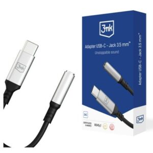 Üleminek 3MK  Adapter USB-C - Jack 3,5 mm Black