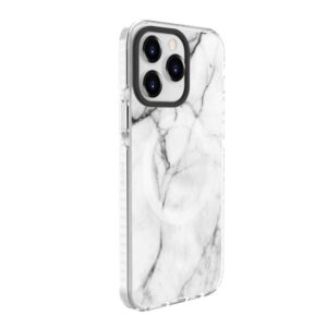 Back panel cover Evelatus Apple iPhone 15 Pro PC+TPU With MagSafe Customized Print Marble White