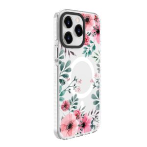 Aizmugurējais vāciņš Evelatus Apple iPhone 15 Pro Max PC+TPU With MagSafe Customized Print Flower Transparent