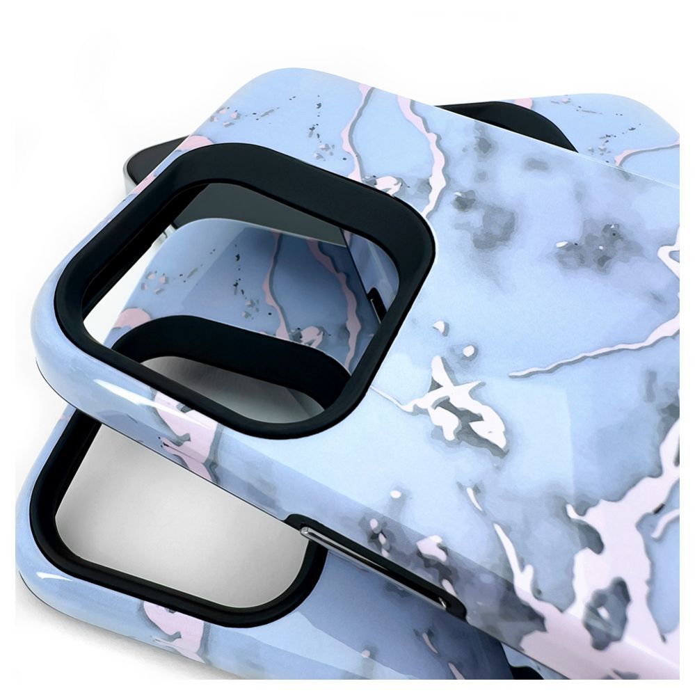 Back panel cover Evelatus Apple iPhone 15 Pro Max Armor case TPU+PC Customized Print Design Marble Silver