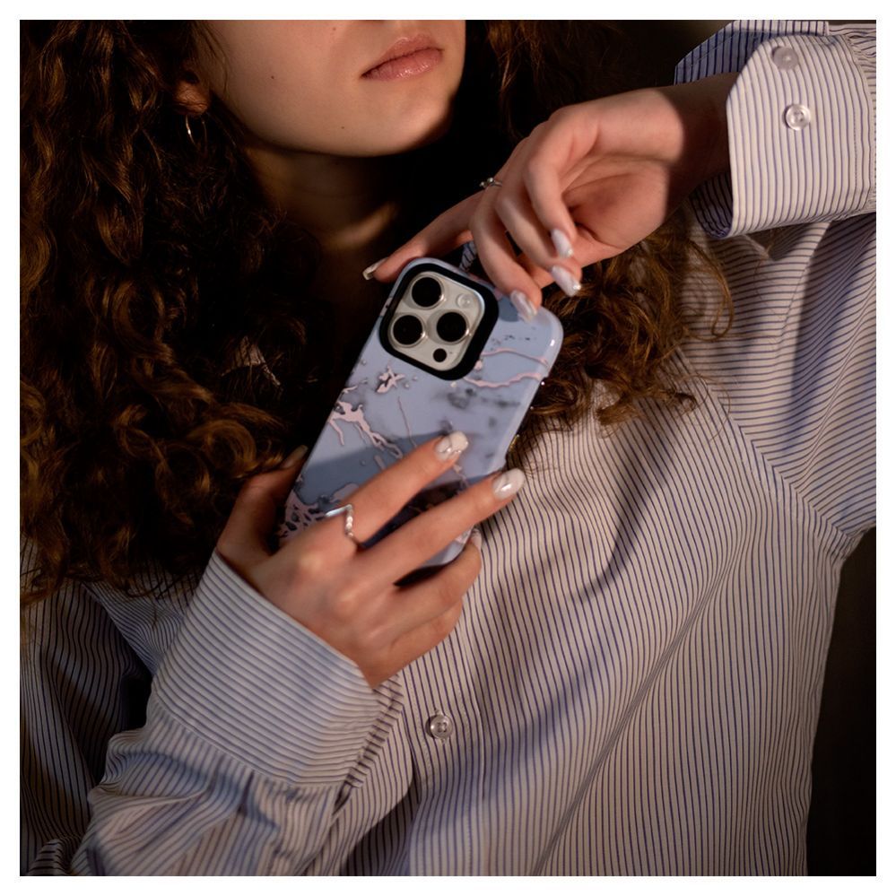 Back panel cover Evelatus Apple iPhone 15 Pro Max Armor case TPU+PC Customized Print Design Marble Silver