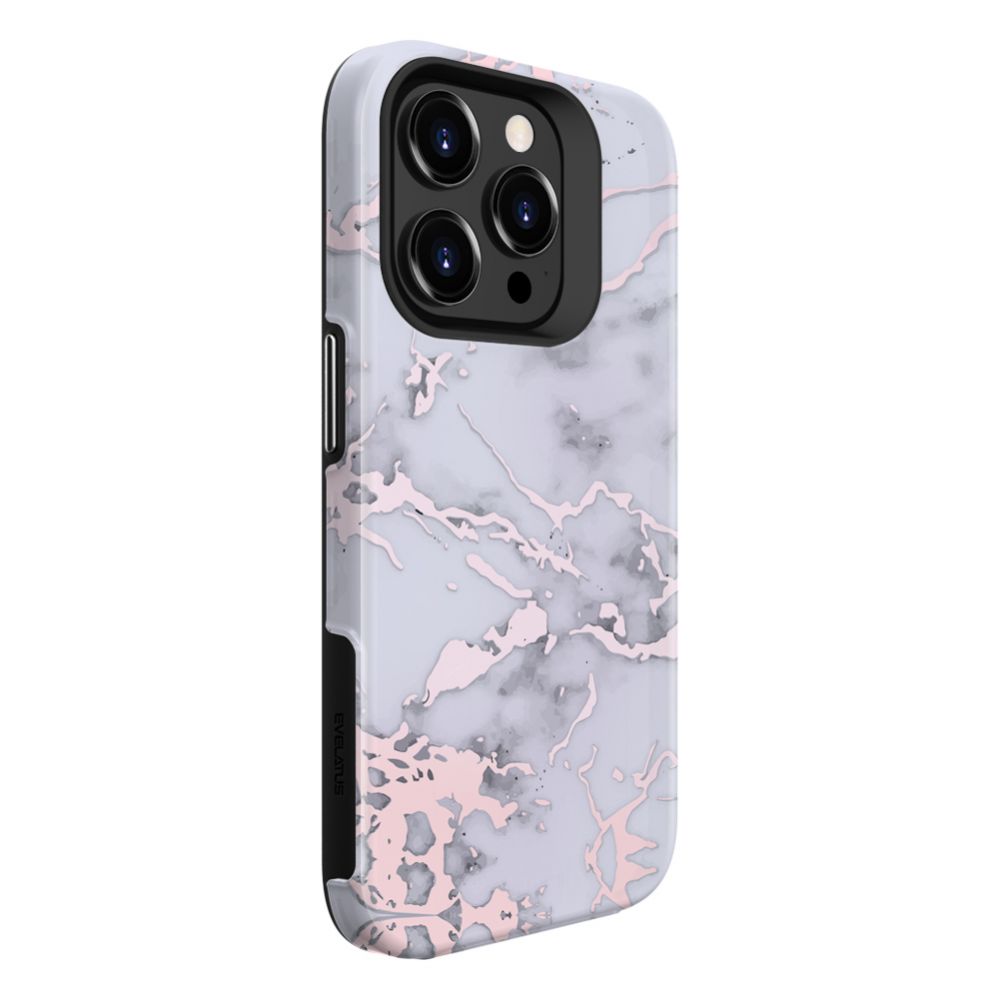 Back panel cover Evelatus Apple iPhone 15 Pro Max Armor case TPU+PC Customized Print Design Marble Silver
