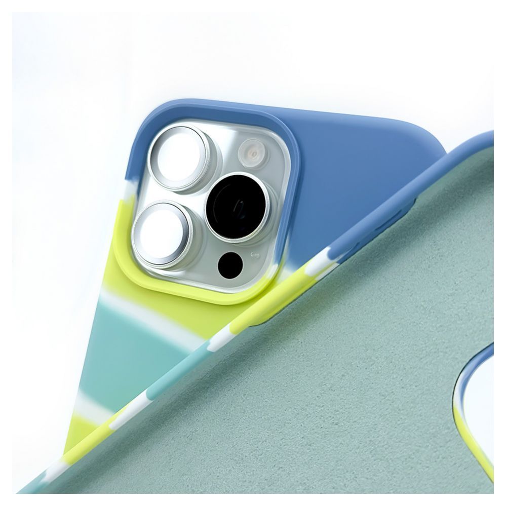 Back panel cover Evelatus Apple iPhone 15 Pro Silicone case Multi-Colored Yellow Green