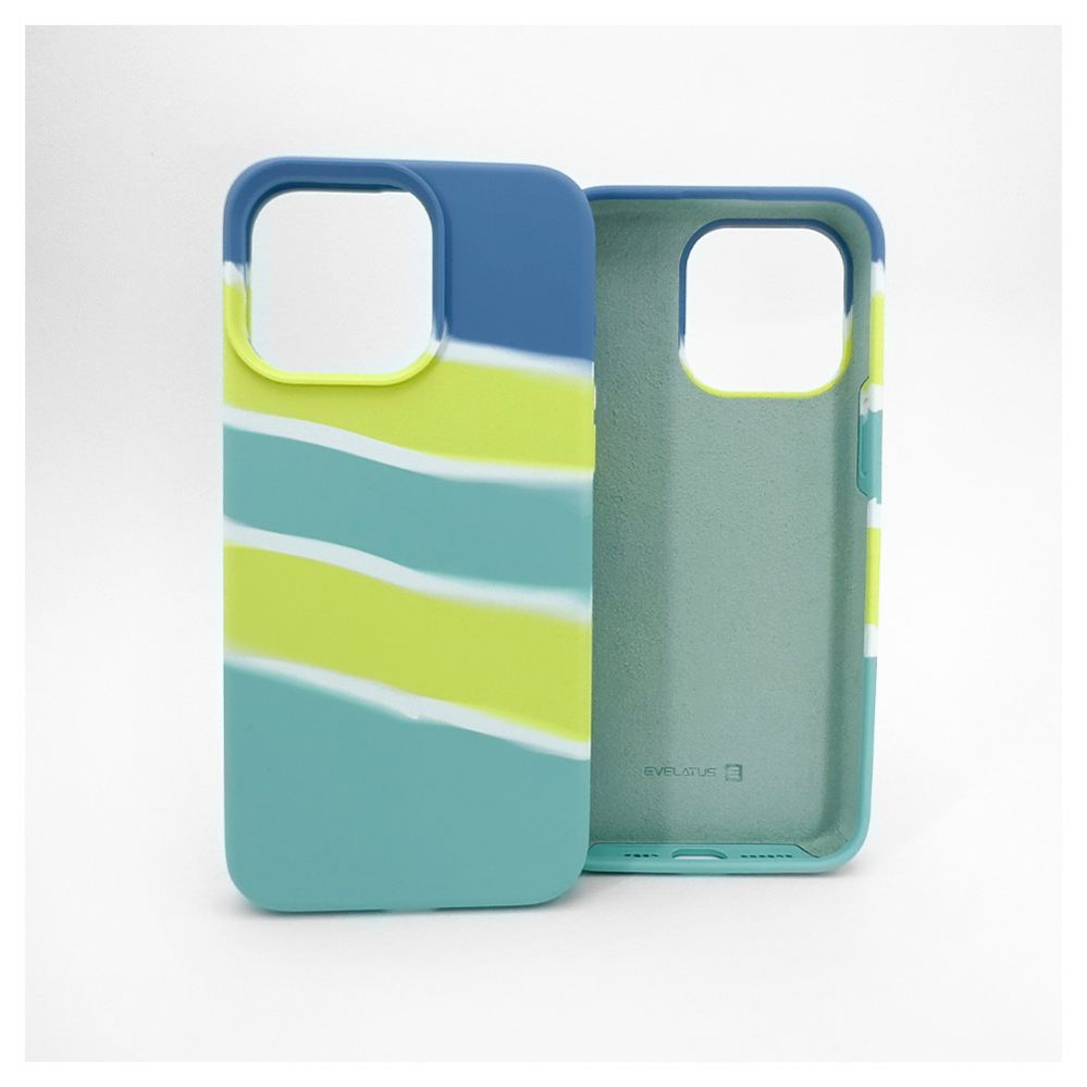 Back panel cover Evelatus Apple iPhone 15 Pro Silicone case Multi-Colored Yellow Green