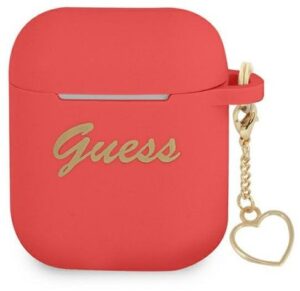 Headphone case Guess Apple AirPods 1/2 Silicone Charm Heart Collection Red