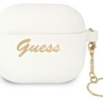 Nugarėlės dėklai Guess Apple AirPods 3 cover Silicone Charm Heart Collection White