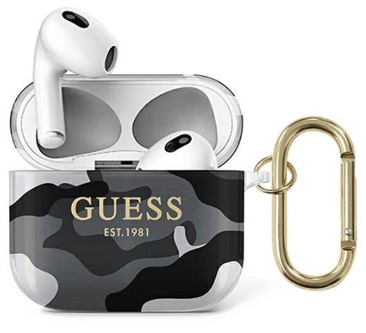 Headphone case Guess Apple AirPods 3 cover Camo Collection Black White