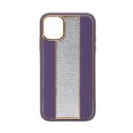 Nugarėlės dėklai iLike Apple iPhone 11 Diamonds and Leather Case Purple