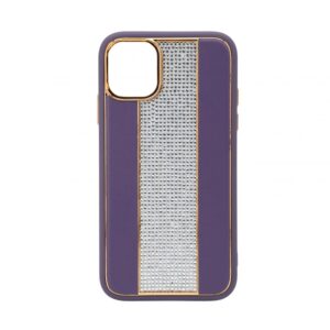 Back panel cover iLike Apple iPhone 11 Diamonds and Leather Case Purple