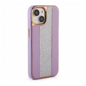 Nugarėlės dėklai iLike Apple iPhone 15 Diamonds and Leather Case Pink Sand