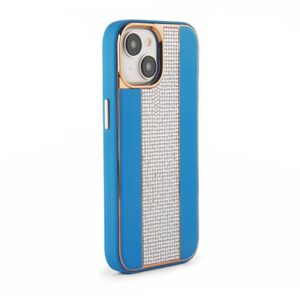 Nugarėlės dėklai iLike Apple iPhone 15 Diamonds and Leather Case Blue