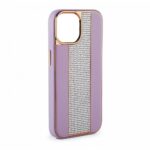 Back panel cover iLike Apple iPhone 15 Pro Diamonds and Leather Case Pink Sand