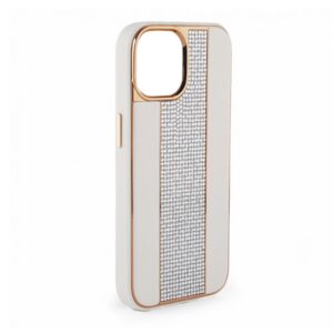 Aizmugurējais vāciņš iLike Apple iPhone 15 Pro Diamonds and Leather Case White