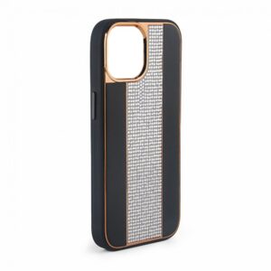 Aizmugurējais vāciņš iLike Apple iPhone 15 Pro Diamonds and Leather Case Black