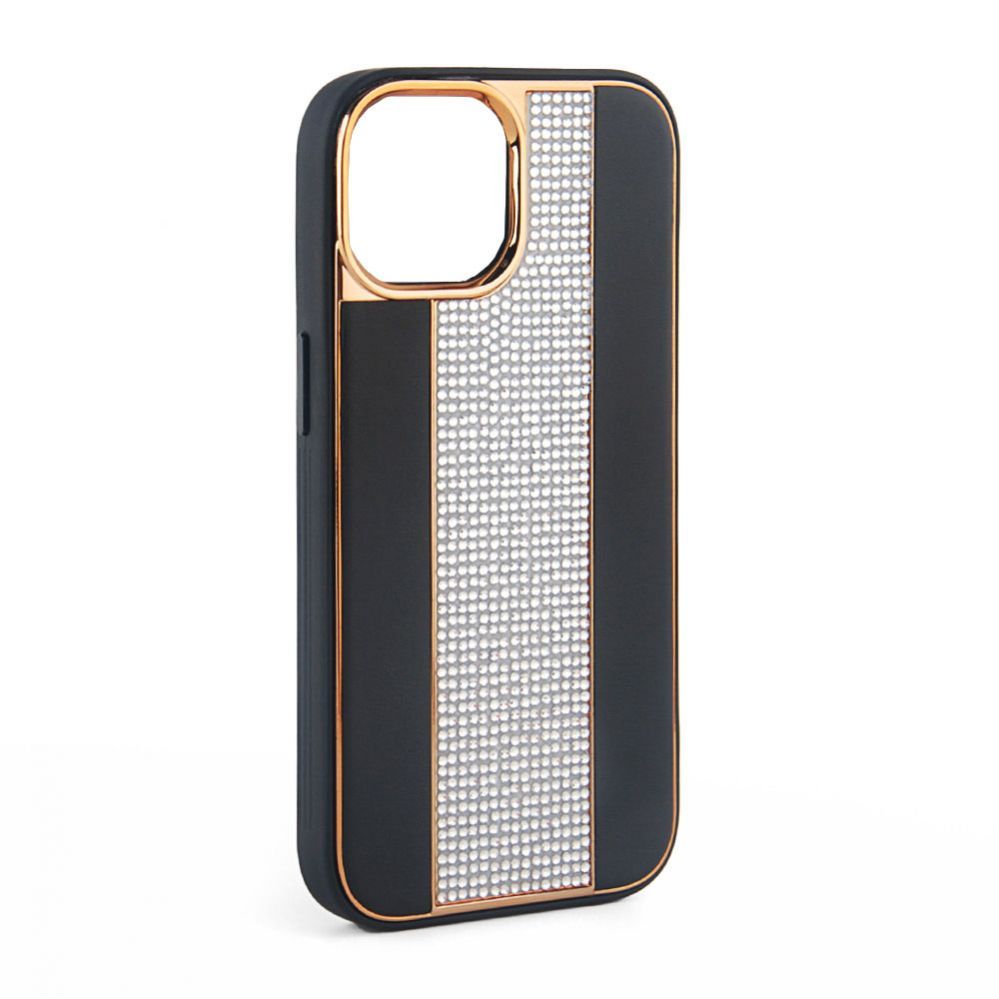 Aizmugurējais vāciņš iLike Apple iPhone 15 Pro Max Diamonds and Leather Case Black