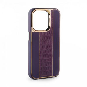 Aizmugurējais vāciņš iLike Apple iPhone 15 Leather Case Customized Plum
