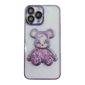 Nugarėlės dėklai iLike Apple iPhone 15 Pro Silicone Case Print Desire Bear Purple