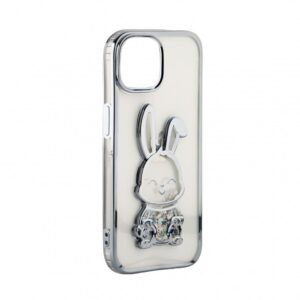 Tagakaaned iLike Apple iPhone 15 Pro Silicone Case Print Desire Rabbit Silver
