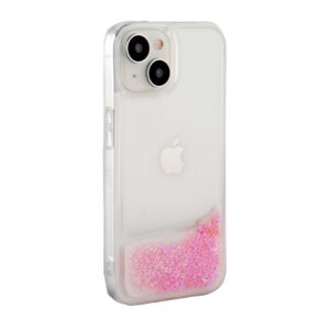 Back panel cover iLike Apple iPhone 14 Silicone Case Water Glitter Pink