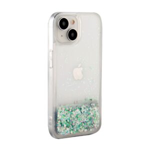 Tagakaaned iLike Apple iPhone 15 Silicone Case Water Glitter Silver