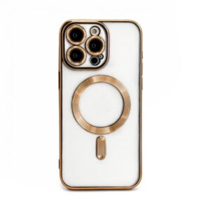 Aizmugurējais vāciņš iLike Apple iPhone 15 Pro Max Electroplate TPU Case with MagSafe Transparent Gold