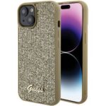 Nugarėlės dėklai Guess Apple iPhone 15 HC PU DISCO SCRIPT METAL Gold