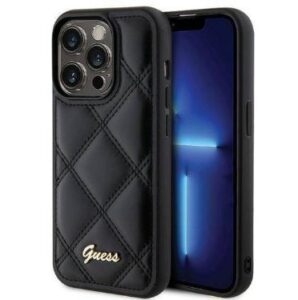 Nugarėlės dėklai Guess Apple iPhone 15 Pro HC PU QUILTED METAL LOGO Black