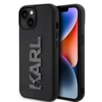 Aizmugurējais vāciņš Karl Lagerfeld Apple iPhone 15 HC 3D LOGO GLITTER Black
