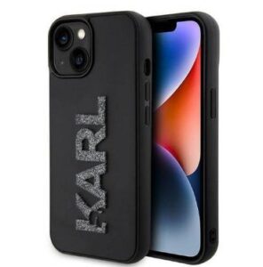 Nugarėlės dėklai Karl Lagerfeld Apple iPhone 15 HC 3D LOGO GLITTER Black