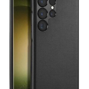 Back panel cover Dux Ducis - Galaxy S23 Ultra elegant case made of artificial leather Black