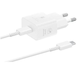 Adapteris Samsung  Samsung USB-C 25W Travel Charger + USB-C Data Cable EP-T2510XWE White
