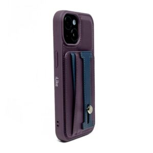 Back panel cover iLike Apple iPhone 15 Pro LEATHER POCKET STAND COVER Purple