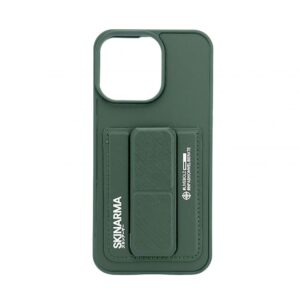 Nugarėlės dėklai iLike Apple iPhone 15 Pro LEATHER HIDDEN POCKET STAND COVER Green