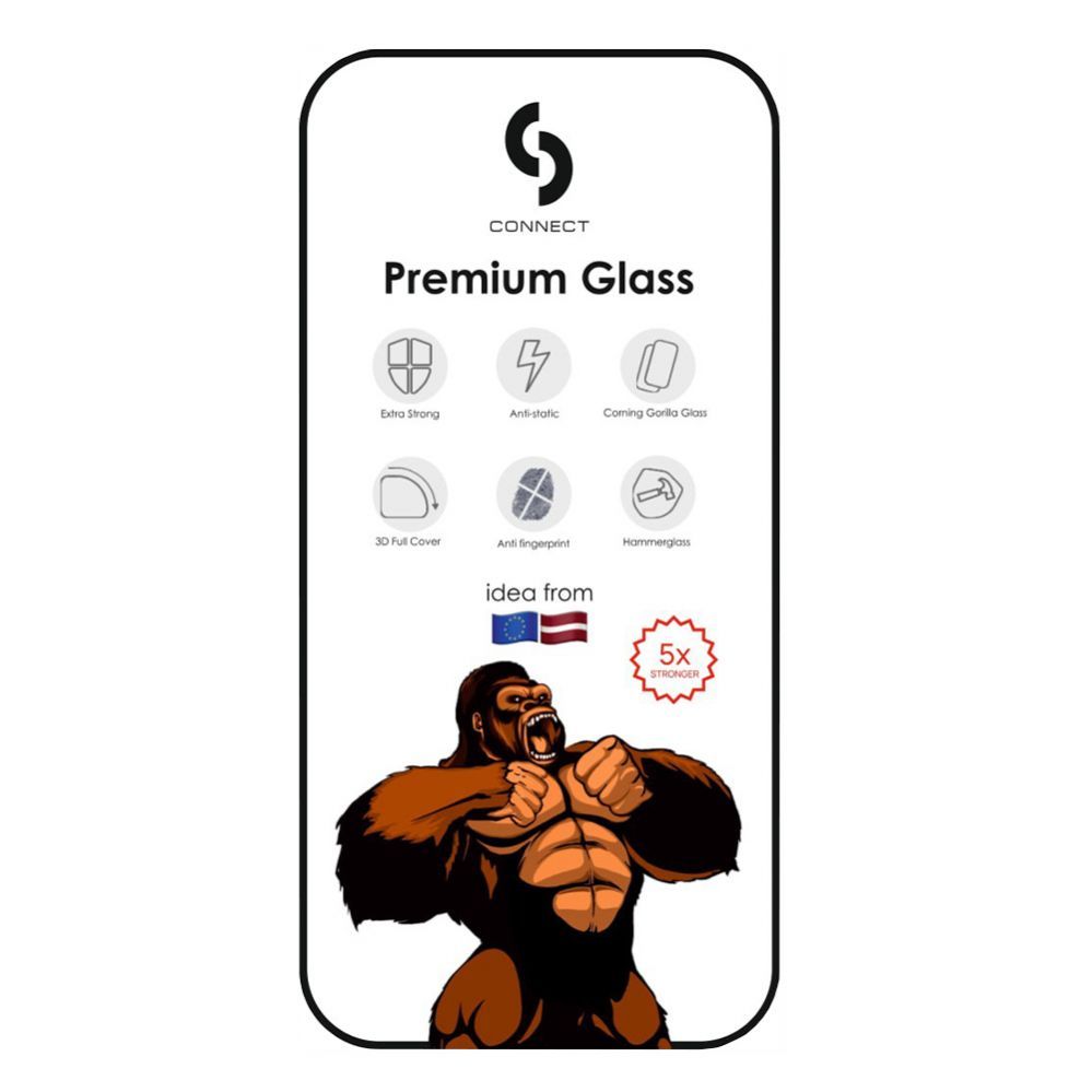 Protective glass Connect Apple iPhone 15 Plus 3D Corning Gorilla Glass 5X stong Black