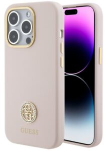 Nugarėlės dėklai Guess Apple iPhone 15 Pro Liquid Silicone 4G Strass Metal Logo Case