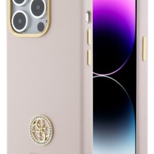 Tagakaaned Guess Apple iPhone 15 Pro Liquid Silicone 4G Strass Metal Logo Case