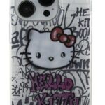 Nugarėlės dėklai Hello Kitty Apple iPhone 15 6.1 hardcase IML Kitty On Bricks Graffit White
