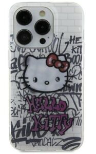 Tagakaaned Hello Kitty Apple iPhone 15 6.1 hardcase IML Kitty On Bricks Graffit White