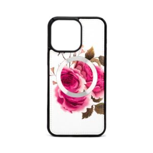 Aizmugurējais vāciņš Evelatus Apple iPhone 15 Pro Leather Case Zipper Design Flower White