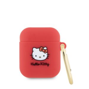 Korpus kõrvaklappidele Hello Kitty Apple Airpods 1/2 cover Silicone 3D Kitty Head Red